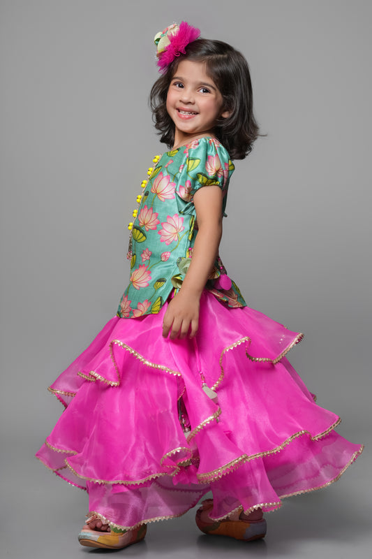 Tissue Lehenga With Blended Cotton Top