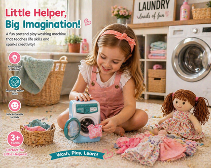 iLearnNGrow Pretend Play Washing Machine Toy for Kids | Light, Sound & Rotating Drum Effects | Interactive Household Appliance Role Play Toy for Boys & Girls 3+ Years