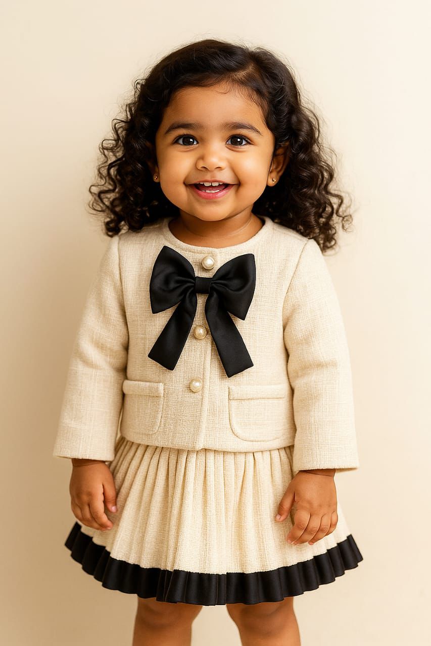 White & Black Winter Skirt Set