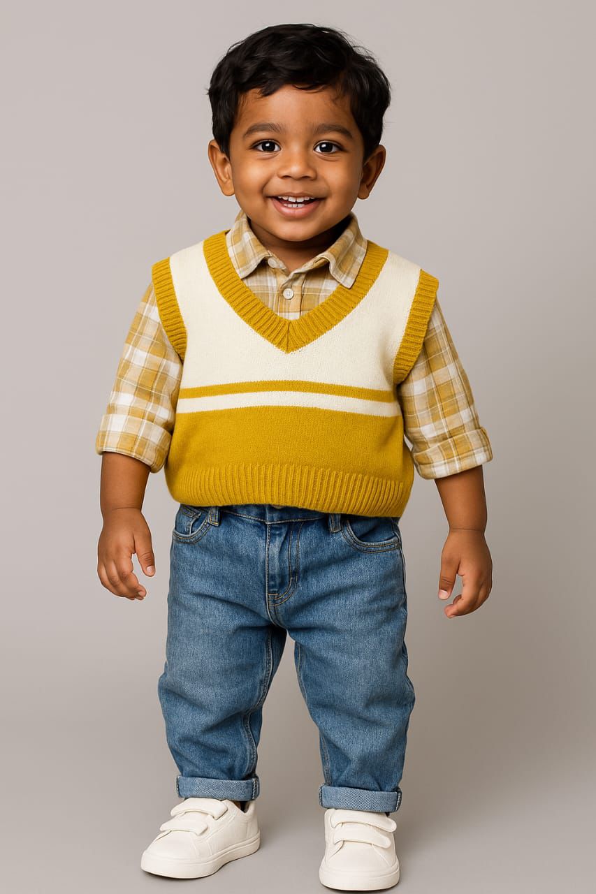 Yellow & Blue Winter Sweater Set