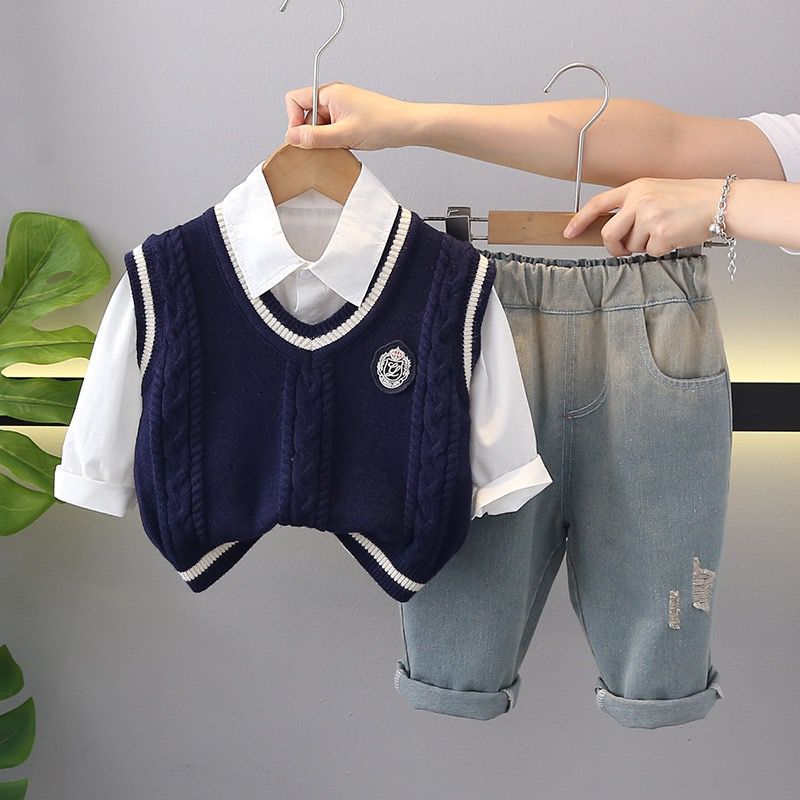Blue & White Winter Sweater Set
