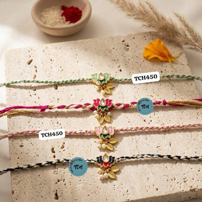 Set Of Four Designer Lotus Rakhis