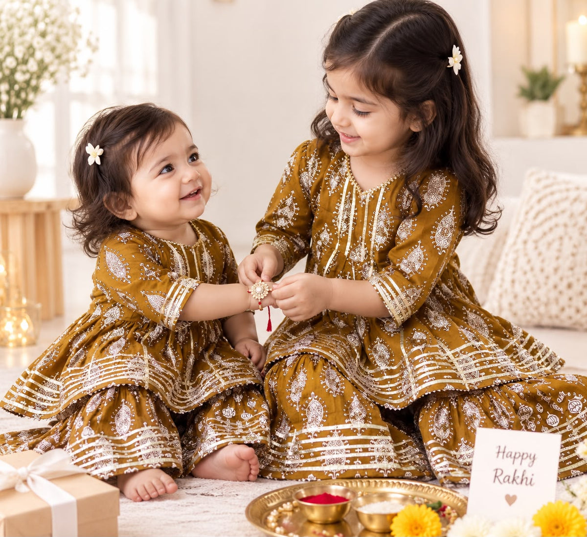 Girls Cotton Ethnic Kurti Shahrara Set