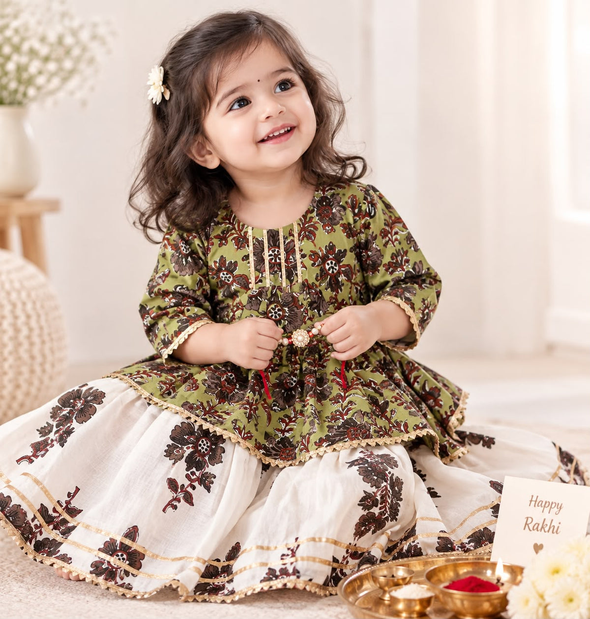Girls Cotton Ethnic Kurti Shahrara Set