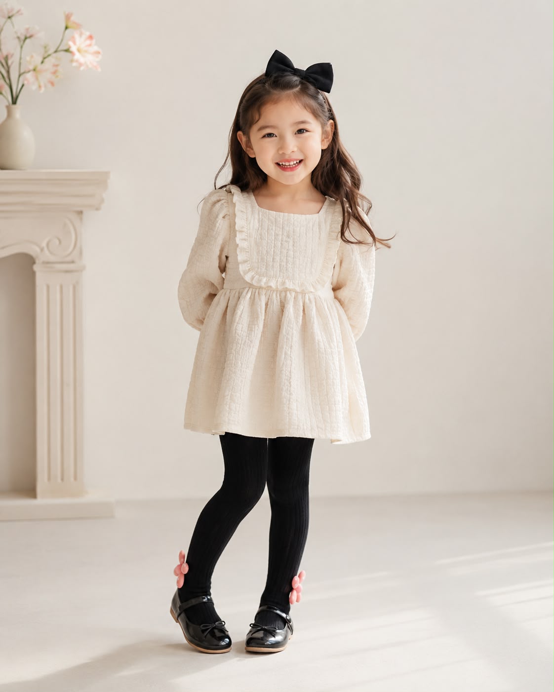 Girls Self Designed Cotton Stockings