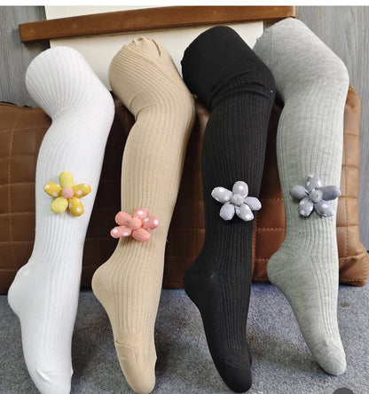 Girls Self Designed Cotton Stockings
