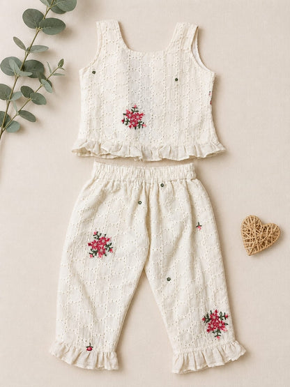 Ivory Floral Embroidered Dress