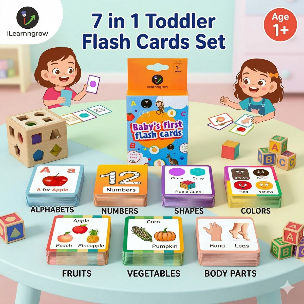 7-in-1 Flash Cards Combo | Montessori skills development, Tracing, Colouring, Matching and more | Experiential hands-on learning 150+ cards