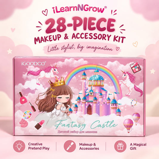 iLearnNGrow 28 Pieces Make Up & Accessory Kit –Complete Kids Makeup & Accessory Kit
