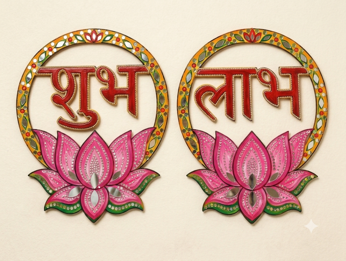 DIY Wooden Festive Shubh Labh – Kamal