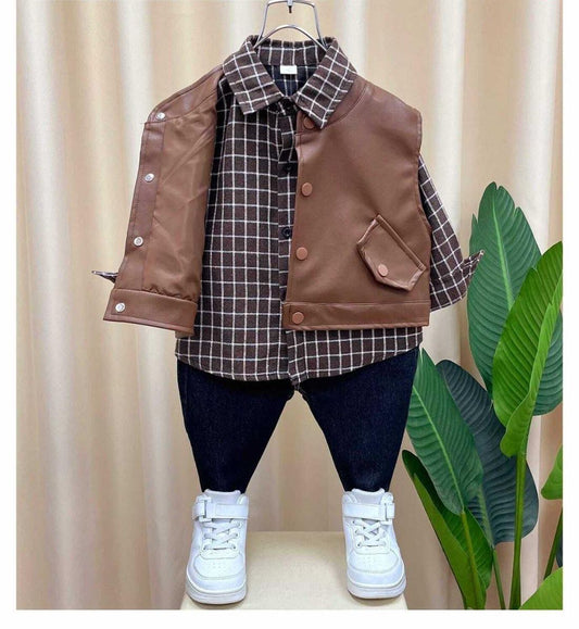 Brown Jacket Set with Shirt