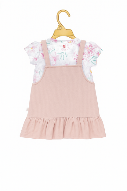 Blush Blossom Organic Pinafore & Tee Set
