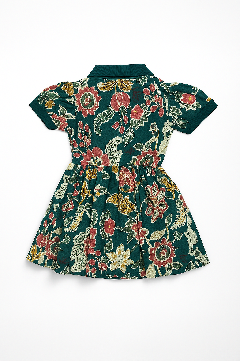 Emerald Garden Ruffle-Collar Dress