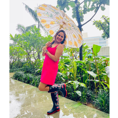 Bright Lemon Flowers, Chinese Canopy Style Rain and All season Umbrella - Little Surprise BoxBright Lemon Flowers, Chinese Canopy Style Rain and All season Umbrella