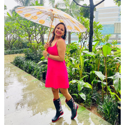 Bright Lemon Flowers, Chinese Canopy Style Rain and All season Umbrella - Little Surprise BoxBright Lemon Flowers, Chinese Canopy Style Rain and All season Umbrella