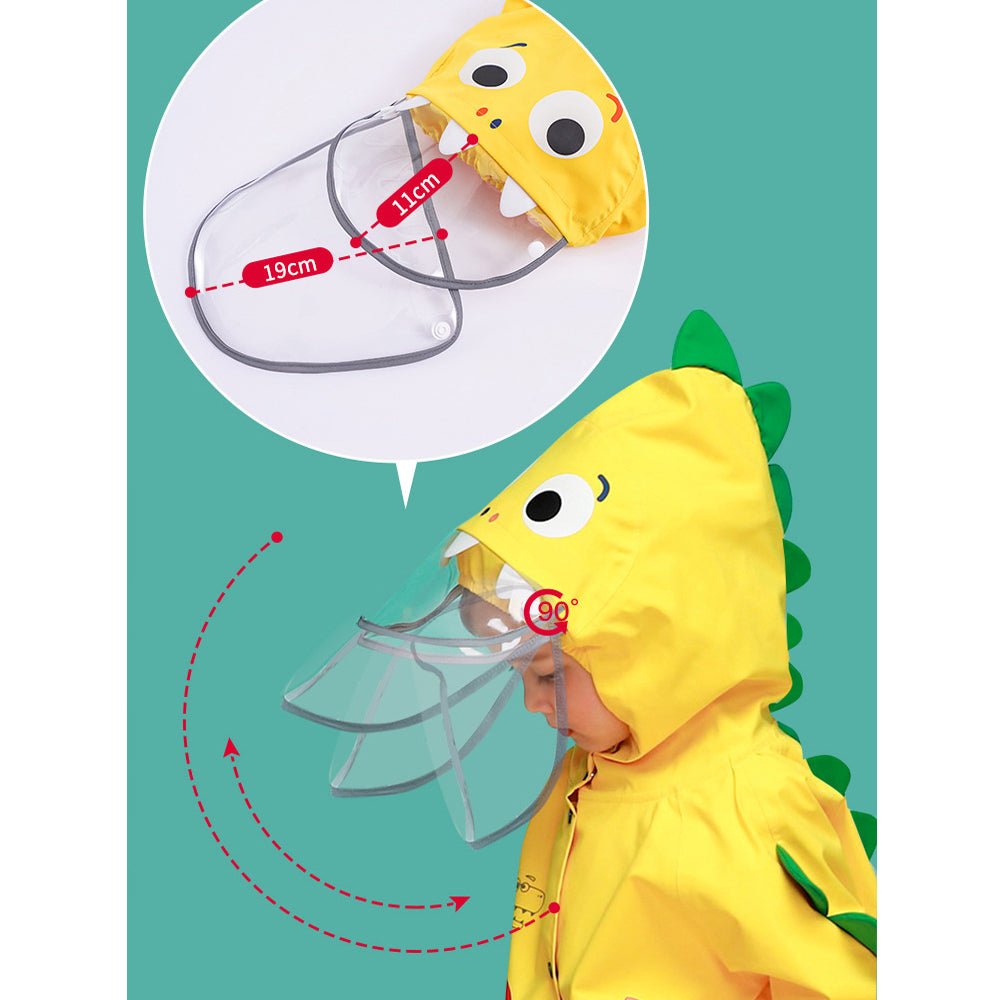 Bright Yellow 3d Dino Theme Raincoat for Kids - Little Surprise Box