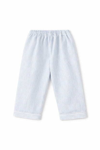 Blue Striped Cotton Night Suit with Star Patch