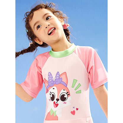 Cute Foxy Frock style Kids Swimwear with attached shorts and matching Swim Cap for kids with UPF 50+  - Little Surprise BoxCute Foxy Frock style Kids Swimwear with attached shorts and matching Swim Cap for kids with UPF 50+ 