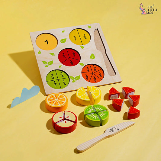 Wooden Fruit Fraction Puzzle Puzzle