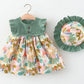 Flower Frock With Hat Green for kids
