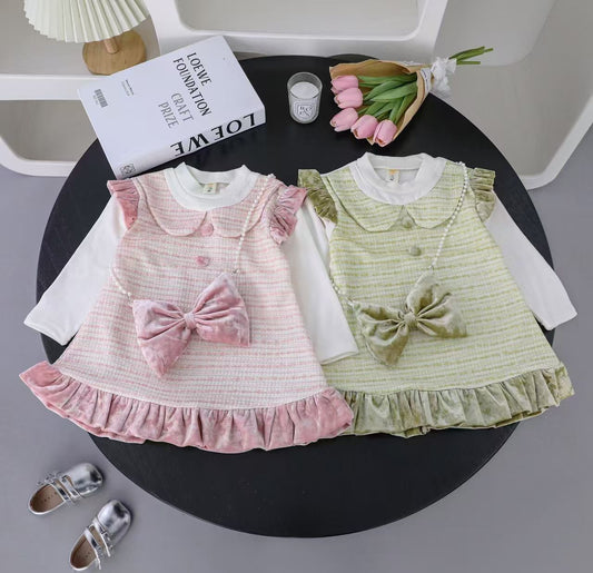 Pink Party Frock With Bag for kids