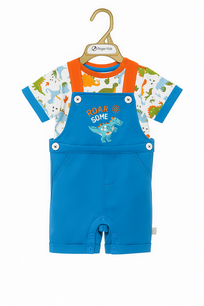 Roarsome Dino Organic Dungaree Set For Boys