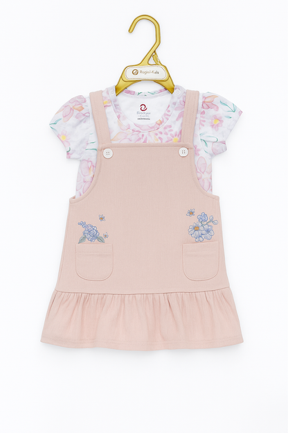 Blush Blossom Organic Pinafore & Tee Set