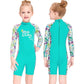 Full Sleeves Kids Swimwear Mint Green Woodland Printed Knee Length UPF 50+ - Little Surprise Box