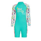 Full Sleeves Kids Swimwear Mint Green Woodland Printed Knee Length UPF 50+ - Little Surprise Box