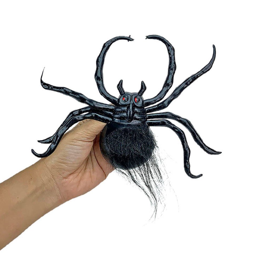 Large Hairy Black Spider Halloween Decor