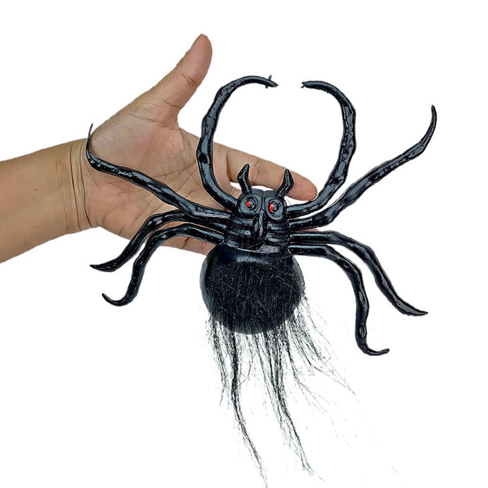 Large Hairy Black Spider Halloween Decor