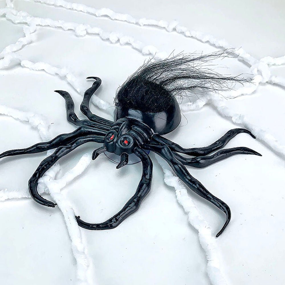 Large Hairy Black Spider Halloween Decor