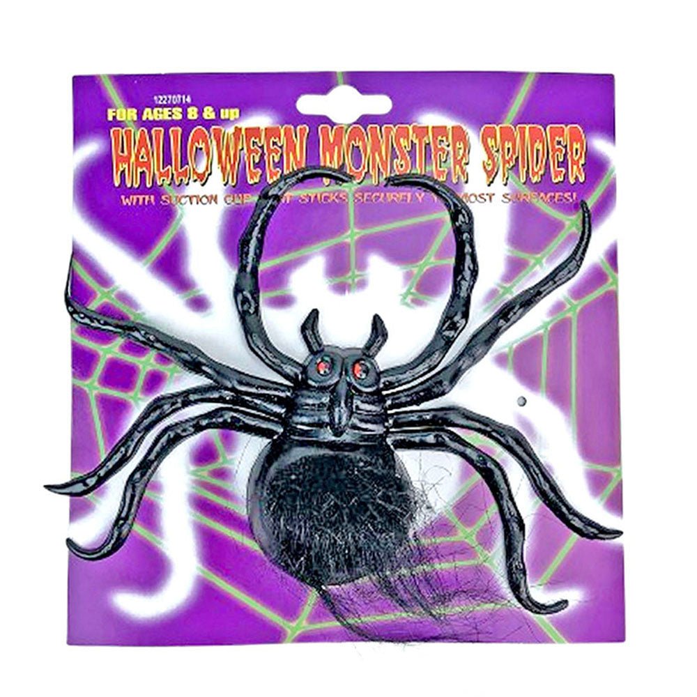 Large Hairy Black Spider Halloween Decor