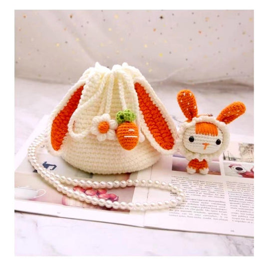 Orange and White Bunny Bag Crochet Bag