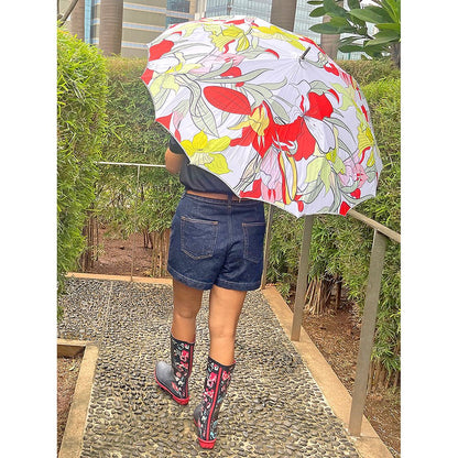 Orange Floral theme Rain & All Season Umbrella for Teens and Adults - Little Surprise BoxOrange Floral theme Rain & All Season Umbrella for Teens and Adults