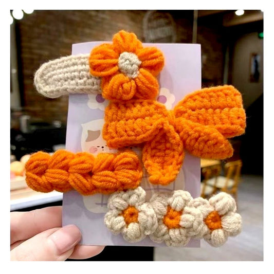 Orange White Crochet Hair Clip