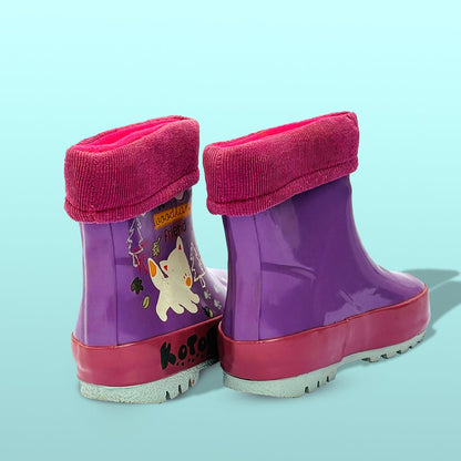Pink Fox Flexible Rubber Rain Gumboots for Toddlers and Kids - Little Surprise BoxPink Fox Flexible Rubber Rain Gumboots for Toddlers and Kids