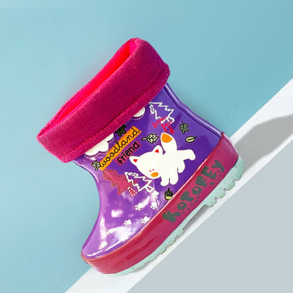 Pink Fox Flexible Rubber Rain Gumboots for Toddlers and Kids - Little Surprise BoxPink Fox Flexible Rubber Rain Gumboots for Toddlers and Kids