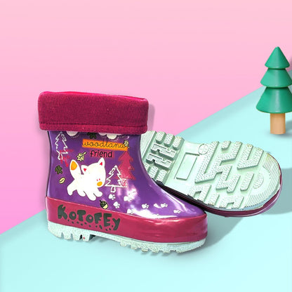 Pink Fox Flexible Rubber Rain Gumboots for Toddlers and Kids - Little Surprise BoxPink Fox Flexible Rubber Rain Gumboots for Toddlers and Kids