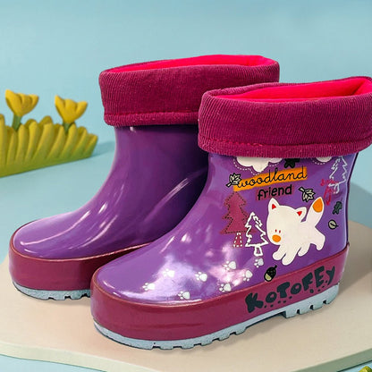 Pink Fox Flexible Rubber Rain Gumboots for Toddlers and Kids - Little Surprise BoxPink Fox Flexible Rubber Rain Gumboots for Toddlers and Kids