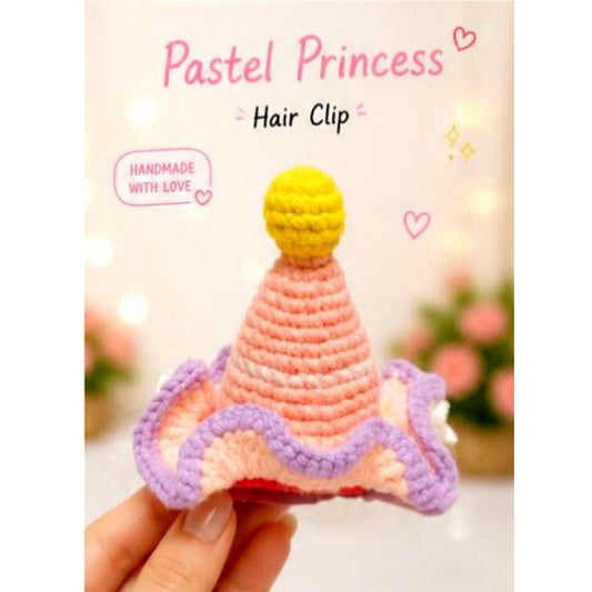 Pink Gray Crochet Hair Clip