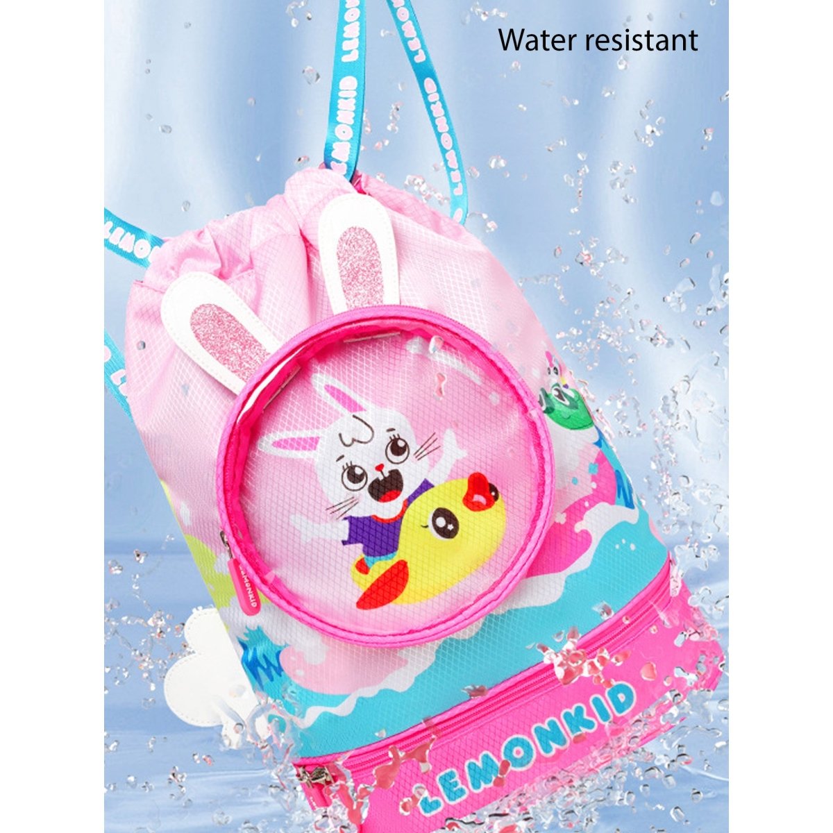 Pink Kids Bunny ears, waterproof Swimming Bag/Beach Bag - Little Surprise BoxPink Kids Bunny ears, waterproof Swimming Bag/Beach Bag