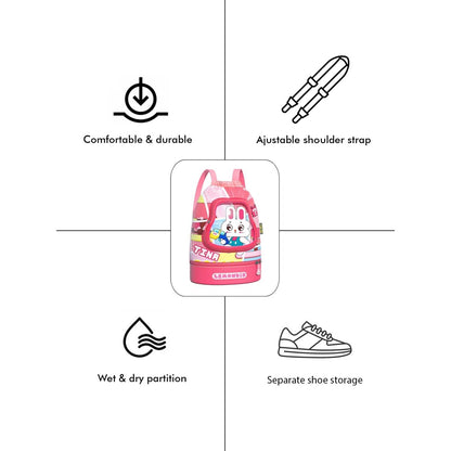 Pink Rabbit Face, Waterproof Swimming Bag/ Beach Bag - Little Surprise BoxPink Rabbit Face, Waterproof Swimming Bag/ Beach Bag