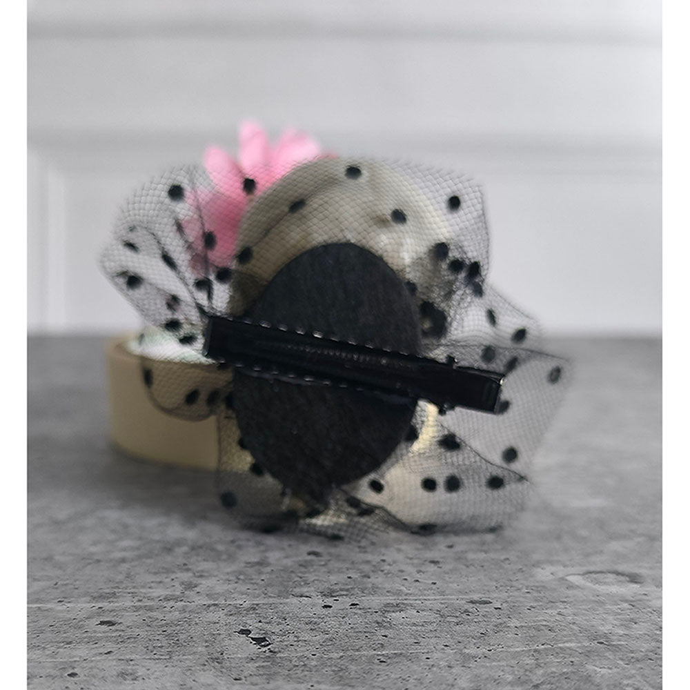 Pink Flower Skull Alligator Clip