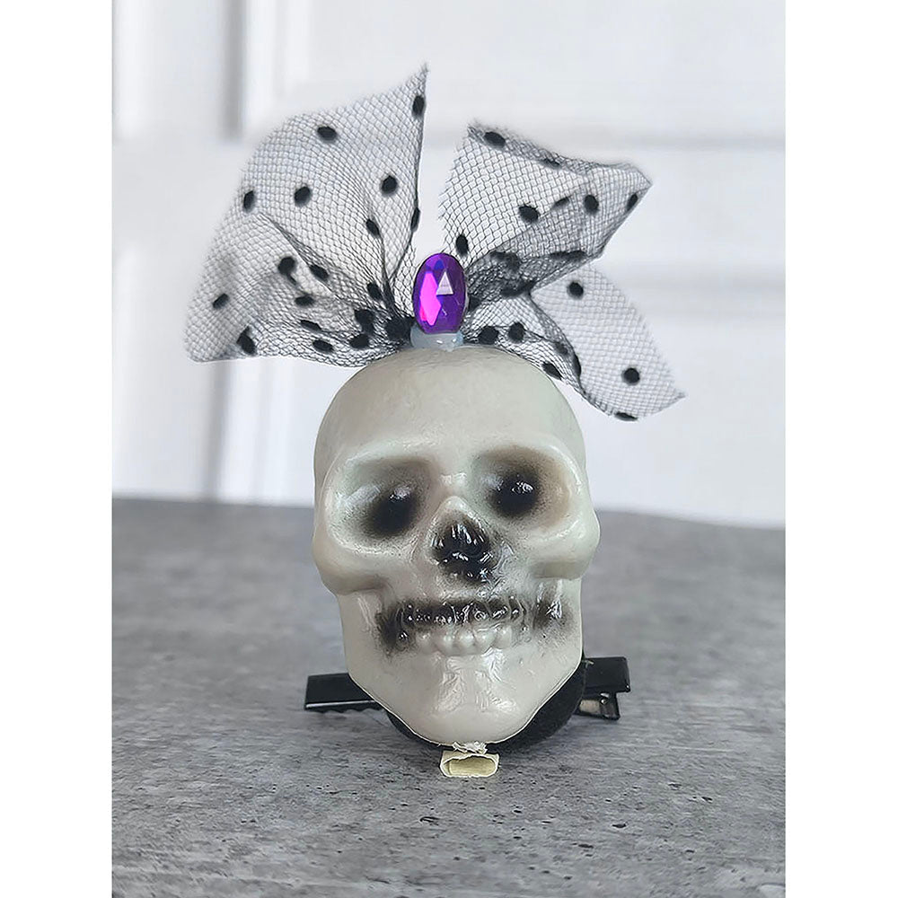 Purple Bling Skull Alligator Clip