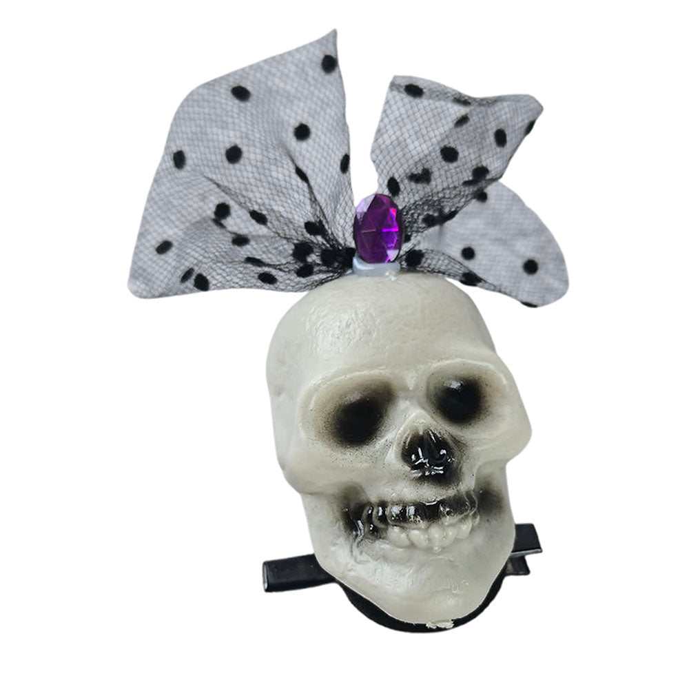 Purple Bling Skull Alligator Clip