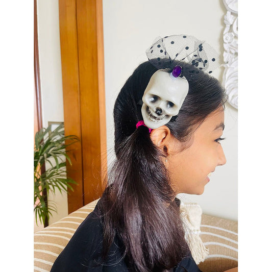 Purple Bling Skull Alligator Clip