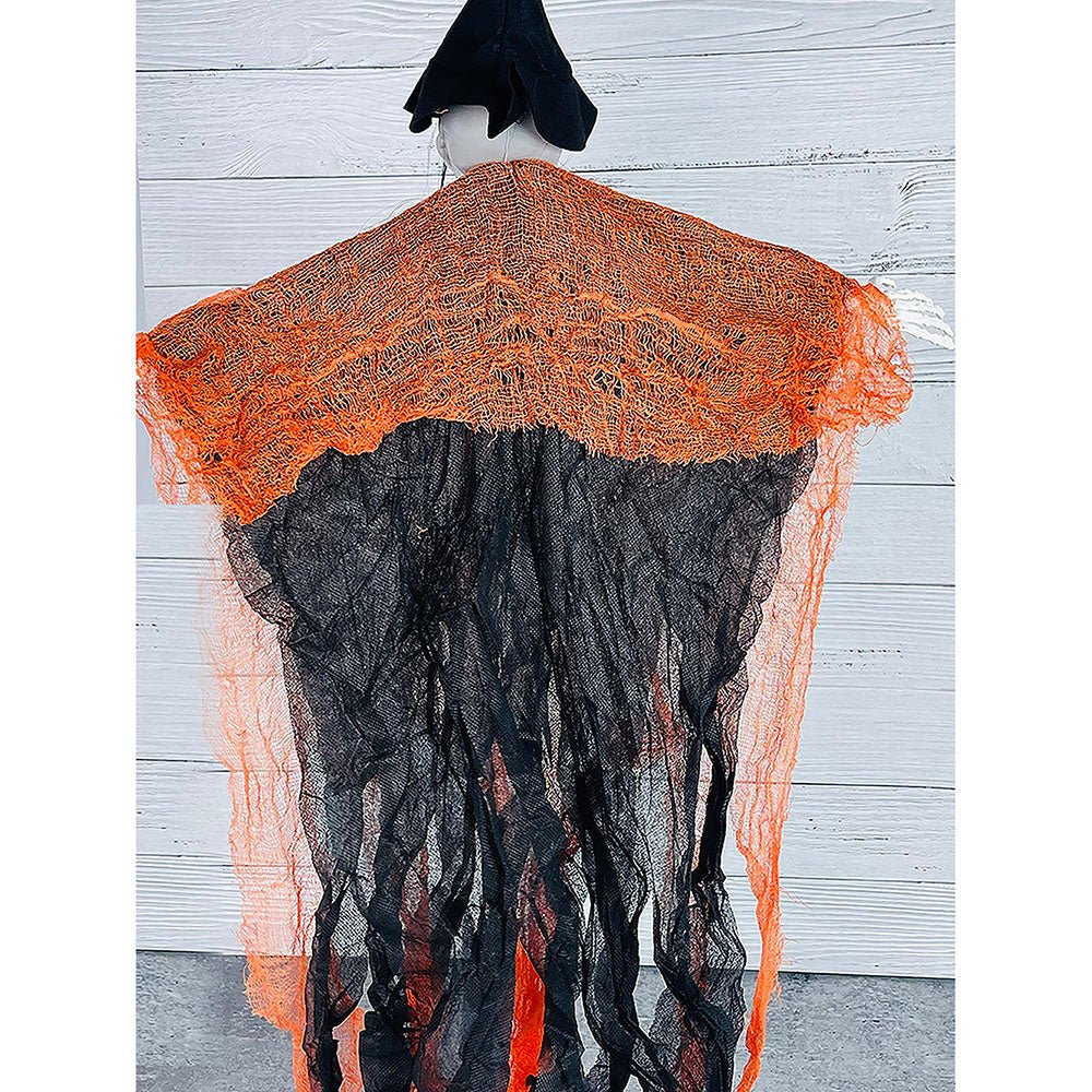 Orange Hanging Long-Haired Ghost Halloween Decor