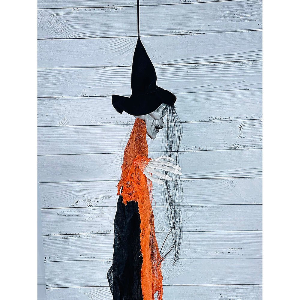 Orange Hanging Long-Haired Ghost Halloween Decor