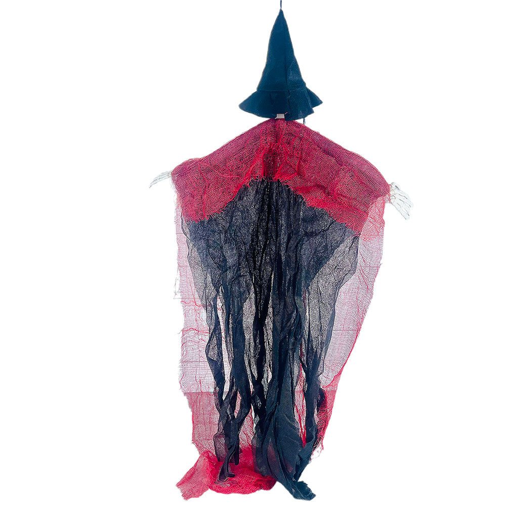 Red Hanging Long-Haired Ghost Halloween Decor